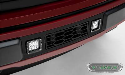 T-REX GRILLES - 2018-2020 Ford F-150 Limited, Lariat Revolver Bumper Grille, Black, 1 Pc, Overlay with (2) 3 Inch LED Cube Lights - Part # 6525751 - Image 7
