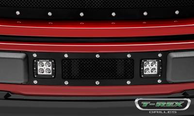 T-REX GRILLES - 2018-2020 F-150 Limited, Lariat Torch Bumper Grille, Black, 1 Pc, Replacement, Chrome Studs with (2) 3 Inch LED Cube Lights - Part # 6325791 - Image 4