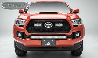 T-REX GRILLES - 2018-2022 Toyota Tacoma Stealth Torch Grille, Black, 1 Pc, Insert, Black Studs, Incl. (2) 6" LEDs - Part # 6319511-BR - Image 3
