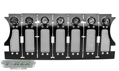 T-REX GRILLES - Jeep Gladiator, JL Torch Grille, Black, 1 Pc, Insert, Chrome Studs, Incl. (7) 2" LED Round Lights, without Forward Facing Camera - PN #6314931 - Image 8