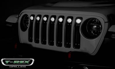 T-REX GRILLES - Jeep Gladiator, JL Torch Grille, Black, 1 Pc, Insert, Chrome Studs, Incl. (7) 2" LED Round Lights, without Forward Facing Camera - Part # 6314931 - Image 7