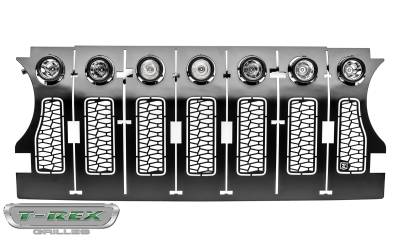 T-REX GRILLES - 2018-2023 Jeep JL/2019-2023 Gladiator, ZROADZ Grille, Black, 1 Pc, Insert with (7) 2" LED Round Lights, without Forward Facing Camera - PN #Z314931 - Image 7