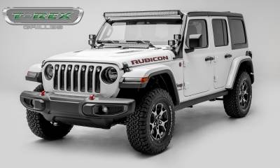 T-REX GRILLES - 2018-2023 Jeep JL/2019-2023 Gladiator, ZROADZ Grille, Black, 1 Pc, Insert with (7) 2" LED Round Lights, without Forward Facing Camera - PN #Z314931 - Image 2