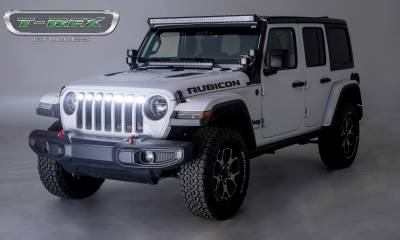 T-REX GRILLES - Jeep Gladiator, JL ZROADZ Grille, Black, 1 Pc, Insert with (7) 2" LED Round Lights, without Forward Facing Camera - Part # Z314931 - Image 3