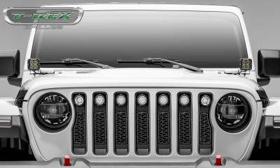 T-REX GRILLES - 2018-2023 Jeep JL/2019-2023 Gladiator, ZROADZ Grille, Black, 1 Pc, Insert with (7) 2" LED Round Lights, without Forward Facing Camera - PN #Z314931 - Image 5