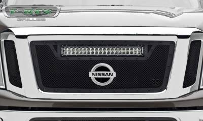 T-REX GRILLES - 2016-2019 Titan Stealth Torch Grille, Black, 3 Pc, Insert, Black Studs with (1) 20" LED, Fits Vehicles with Camera - Part # 6317851-BR - Image 2