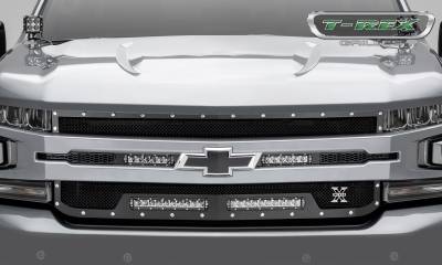 T-REX GRILLES - 2019-2022 Silverado 1500 Torch Grille, Black, 1 Pc, Replacement, Chrome Studs, Incl. (2) 6" and (2) 10" LEDs - Part # 6311261 - Image 2