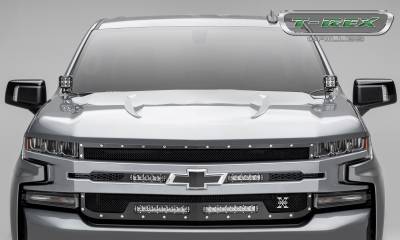 T-REX GRILLES - 2019-2022 Silverado 1500 Torch Grille, Black, 1 Pc, Replacement, Chrome Studs, Incl. (2) 6" and (2) 10" LEDs - PN #6311261 - Image 4