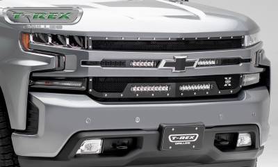 T-REX GRILLES - 2019-2022 Silverado 1500 Torch Grille, Black, 1 Pc, Replacement, Chrome Studs, Incl. (2) 6" and (2) 10" LEDs - Part # 6311261 - Image 5