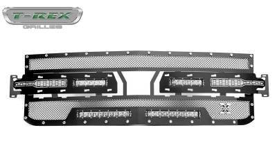 T-REX GRILLES - 2019-2022 Silverado 1500 Torch Grille, Black, 1 Pc, Replacement, Chrome Studs, Incl. (2) 6" and (2) 10" LEDs - PN #6311261 - Image 6