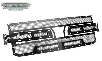 T-REX GRILLES - 2019-2022 Silverado 1500 Torch Grille, Black, 1 Pc, Replacement, Chrome Studs, Incl. (2) 6" and (2) 10" LEDs - PN #6311261 - Image 7