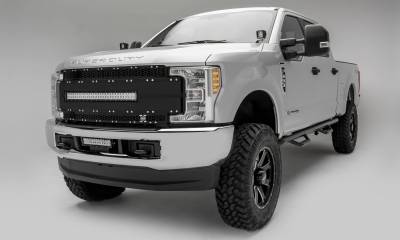 T-REX GRILLES - 2017-2019 Ford Super Duty Torch AL Grille, Black Mesh and Trim, 1 Pc, Replacement, Chrome Studs with (1) 30" LED, Fits Vehicles with Camera - Part # 6315491 - Image 2