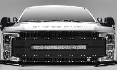 T-REX GRILLES - 2017-2019 Super Duty Torch AL Grille, Black Mesh and Trim, 1 Pc, Replacement, Chrome Studs with (1) 30" LED, Fits Vehicles with Camera - Part # 6315491 - Image 3