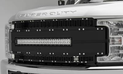T-REX GRILLES - 2017-2019 Super Duty Torch AL Grille, Black Mesh and Trim, 1 Pc, Replacement, Chrome Studs with (1) 30" LED, Fits Vehicles with Camera - Part # 6315491 - Image 4