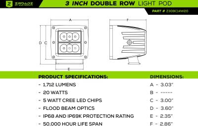 ZROADZ OFF ROAD PRODUCTS - Universal License Plate Frame LED Kit with (2) 3 Inch LED Pod Lights - PN #Z310005-KIT - Image 8