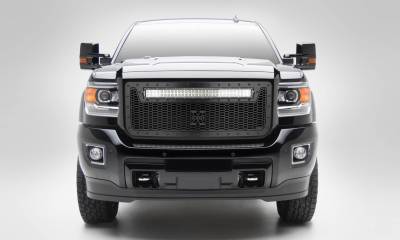 T-REX GRILLES - 2015-2019 GMC Sierra HD Stealth Laser Torch Grille, Black, 1 Pc, Insert, Black Studs with (1) 30 LED - Part # 7312111-BR - Image 1