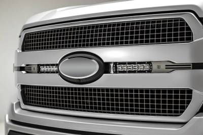 2018-2020 Ford F-150 Platinum OEM Grille LED Kit with (2) 6 Inch LED Straight Single Row Slim Light Bars, Brushed - PN# Z415583-KIT