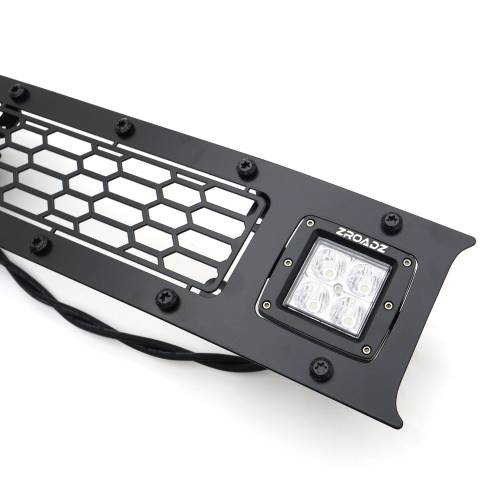 T-REX GRILLES - 2018-2020 F-150 Limited, Lariat Stealth Laser Torch Bumper Grille, Black, 1 Pc, Overlay, Black Studs with (2) 3 Inch LED Cube Lights - PN #7325711-BR - Image 5