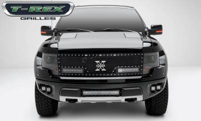 T-REX GRILLES - 2010-2014 Ford F-150 Raptor SVT Torch Grille, Black, 1 Pc, Replacement, Chrome Studs with (2) 12" LEDs - Part # 6315661 - Image 6