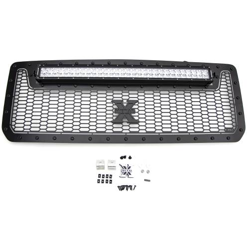 T-REX GRILLES - 2015-2019 GMC Sierra HD Stealth Laser Torch Grille, Black, 1 Pc, Insert, Black Studs with (1) 30" LED - Part # 7312111-BR - Image 2