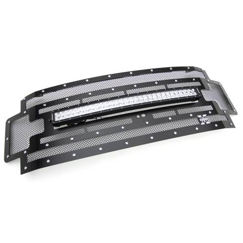 T-REX GRILLES - 2017-2019 Super Duty Torch Grille, Black, 1 Pc, Replacement, Chrome Studs with (1) 30" LED, Fits Vehicles with Camera - Part # 6315371 - Image 4