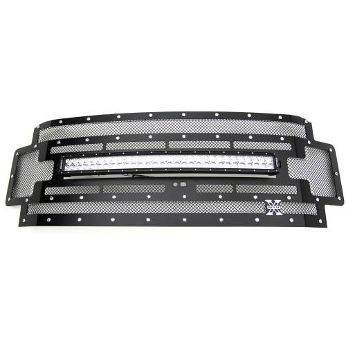 T-REX GRILLES - 2017-2019 Super Duty Torch Grille, Black, 1 Pc, Replacement, Chrome Studs with (1) 30" LED, Fits Vehicles with Camera - Part # 6315371 - Image 3