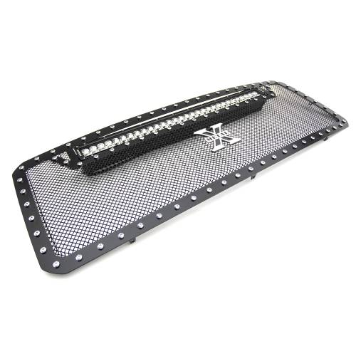 T-REX GRILLES - 2011-2016 Ford Super Duty Torch Grille, Black, 1 Pc, Insert, Chrome Studs with (1) 30" LED - Part # 6315461 - Image 4