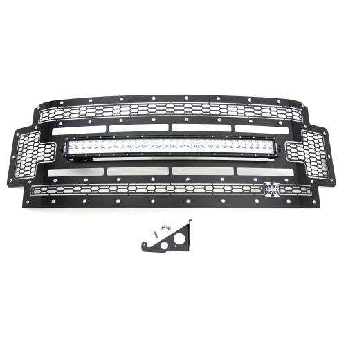 T-REX GRILLES - 2017-2019 Super Duty Laser Torch Grille, Black, 1 Pc, Replacement, Chrome Studs with (1) 30" LED, Does Not Fit Vehicles with Camera - PN #7315471 - Image 2