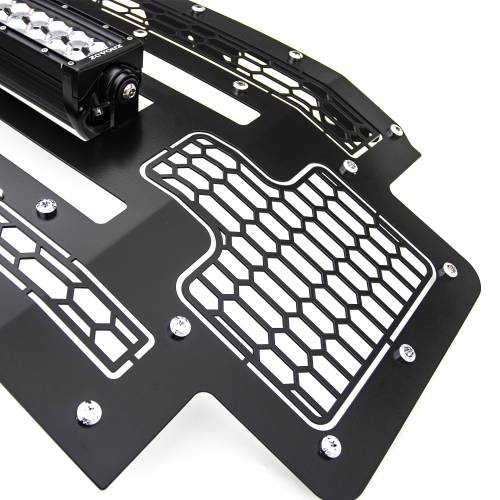 T-REX GRILLES - 2017-2019 Super Duty Laser Torch Grille, Black, 1 Pc, Replacement, Chrome Studs with (1) 30" LED, Does Not Fit Vehicles with Camera - Part # 7315471 - Image 4