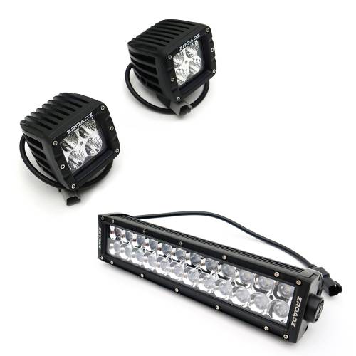 T-REX GRILLES - 2013-2014 Ford F-150 Torch Grille, Black, 1 Pc, Insert, Chrome Studs with (2) 3" LED Cubes and (1) 12" LEDs - Part # 6315721 - Image 4
