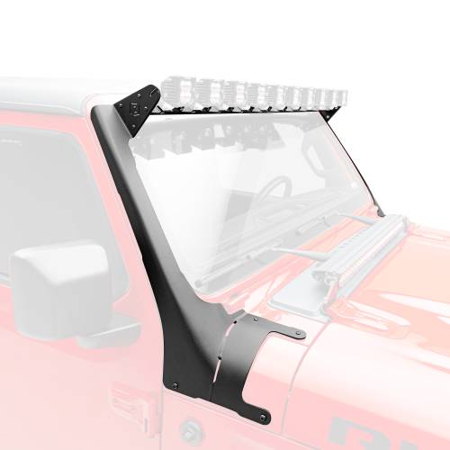 ZROADZ OFF ROAD PRODUCTS - 2019-2022 Jeep Gladiator, JL Multi-LED Roof Cross Bar and A-Pillar Brackets ONLY, Holds (10) 3-Inch ZROADZ Light Pods (Not Included) - Part # Z934931 - Image 1