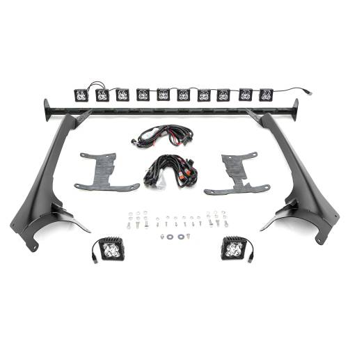 ZROADZ OFF ROAD PRODUCTS - 2019-2022 Jeep Gladiator, JL Multi-LED Roof Cross Bar and 2-Pod A-Pillar Complete KIT, Includes (12) 3-Inch ZROADZ Light Pods - Part # Z934931-KIT2AW - Image 4