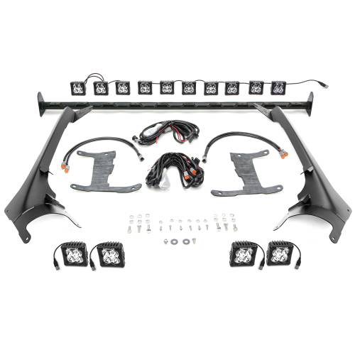 ZROADZ OFF ROAD PRODUCTS - 2018-2024 Jeep JL/2019-2024 Gladiator, Multi-LED Roof Cross Bar and 4-Pod A-Pillar Complete KIT, Includes (14) 3-Inch ZROADZ Light Pods - Part # Z934931-KIT4AW - Image 4