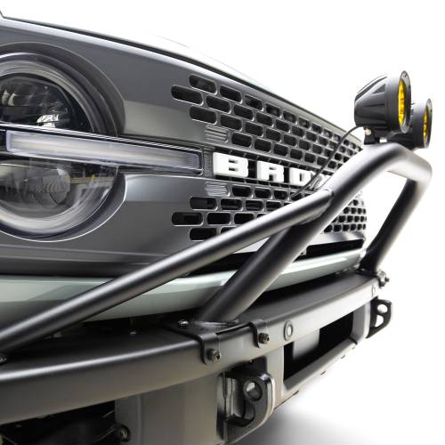 ZROADZ OFF ROAD PRODUCTS - 2021-2022 Ford Bronco Prerunner Baja Bar (Mid-Length Hoop) LED Kit Includes (2) 4 inch Round Amber ZROADZ LED Pod Lights - Part # Z325451-KITA - Image 3