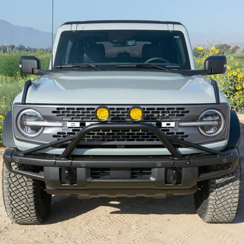 ZROADZ OFF ROAD PRODUCTS - 2021-2024 Ford Bronco Prerunner Baja Bar (Mid-Length Hoop) LED Kit Includes (2) 4 inch Round Amber ZROADZ LED Pod Lights - Part # Z325451-KITA - Image 10