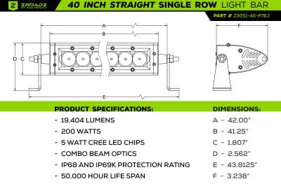 ZROADZ OFF ROAD PRODUCTS - 2024-2024 Toyota Tacoma Roof Rack With LED Diffuser, Includes (1) 40-Inch ZROADZ White Single Row LED Light Bar and Universal harness - Part # Z84961 - Image 9