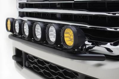 2019-2024 Ram 2500/3500 Front Bumper Top LED Mounting Kit, Includes (4) 4- inch ZROADAZ White & (2) 4 inch Amber LED Light Pods and Universal Harness - Part #  Z324531-KITAW